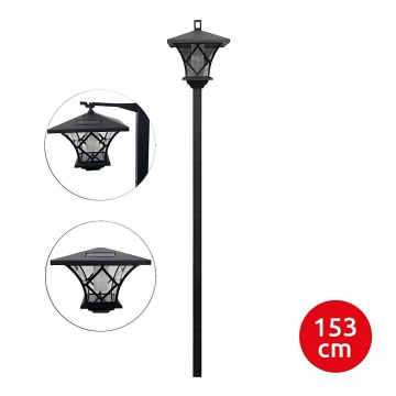 LED Saules enerģijas āra lampa 3in1 LED/1,2V IP44 melna