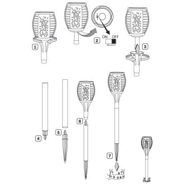 LED Saules enerģijas āra lampa FUEGO BIG LED/1,2V IP44