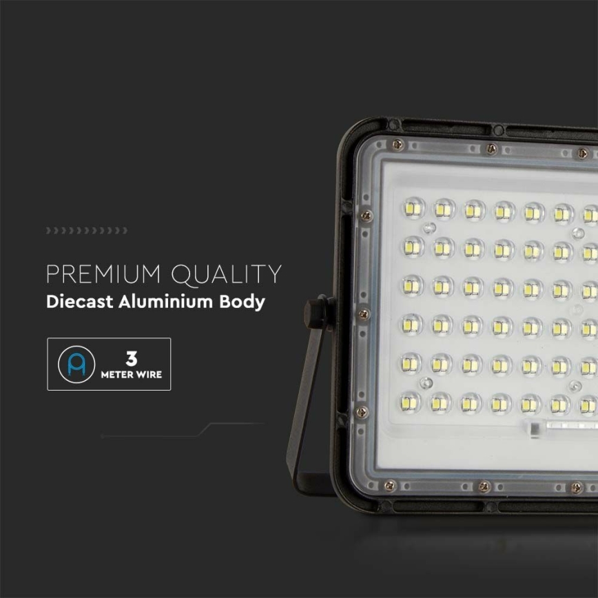 LED Aptumšojams saules enerģijas āra prožektors LED/15W/3,2V IP65 4000K melna + tālvadības pults