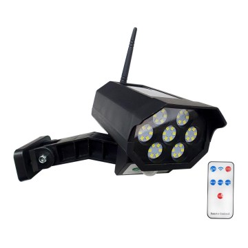 LED Saules enerģijas butaforas drošības kamera ar sensoru LED/3,7V IP44 melna + tālvadības pults