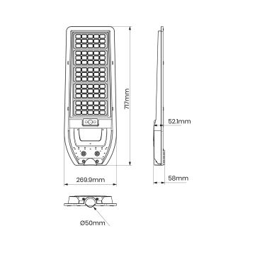 LED Saules enerģijas ielas lampa VIA 200W/20000 mAh 3,2V 6000K IP54 + tālvadības pults