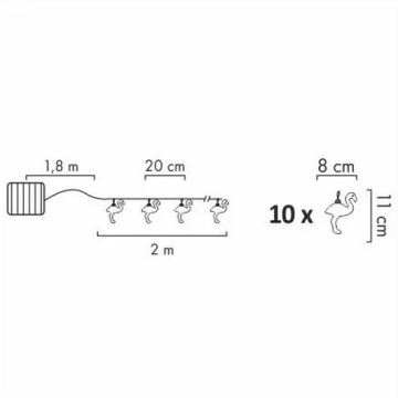 LED Saules enerģijas lampa 10xLED IP44 flamingo