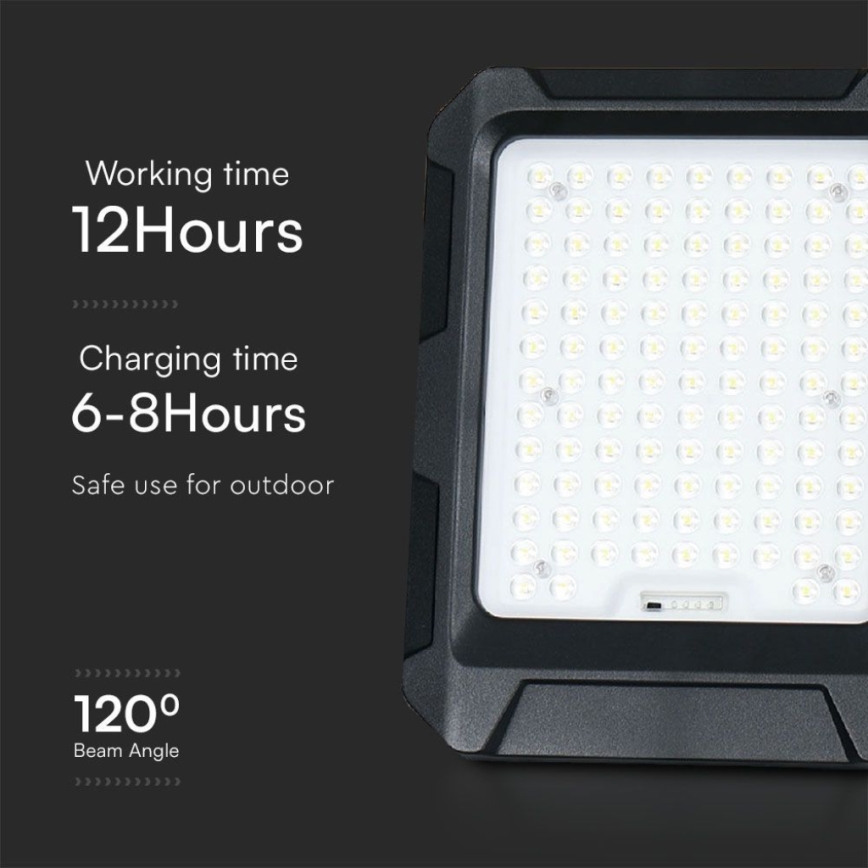 LED Saules enerģijas prožektors LED/15W/3,7V IP65 4000K melna + tālvadības pults