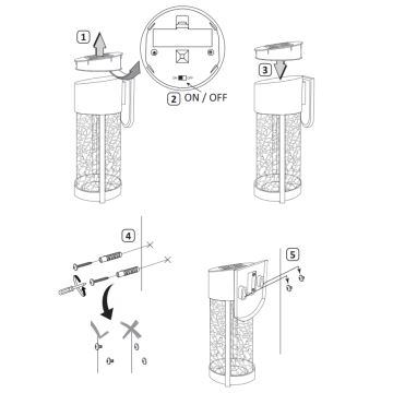 LED Saules enerģijas sienas lampa VETRO LED/1,2V IP44