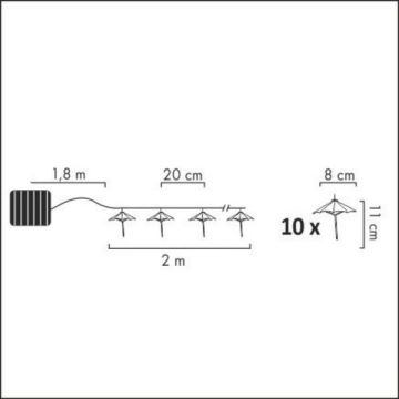 LED Saules enerģijas virtene 10xLED/1,2V IP44 umbrellas