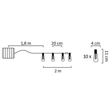 LED Saules enerģijas virtene EDISON 10xLED/1,2V IP44