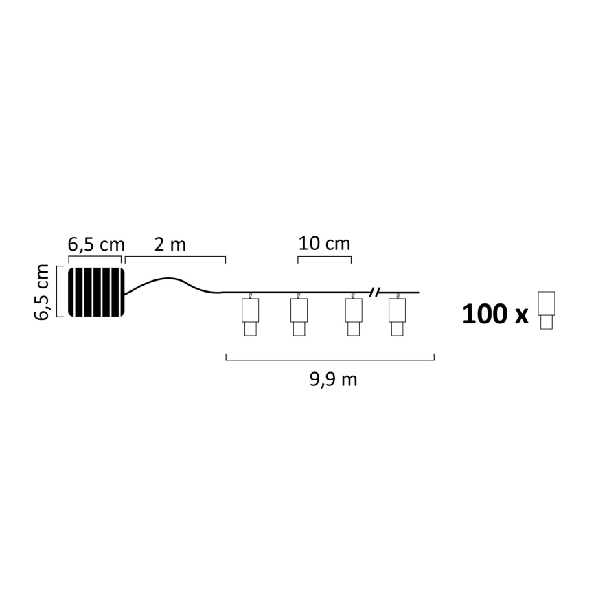 LED Saules enerģijas virtene SHINE MULTI 100xLED/1,2V 11,9 m IP44