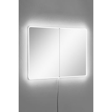 LED Sienas spogulis ar aizmugurējais apgaismojums RECTANGULAR 80x60 cm balta