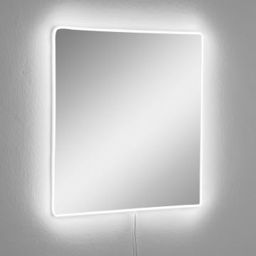 LED Sienas spogulis ar aizmugurējais apgaismojums SQUARE 50x50 cm balta