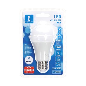 LED Spuldze ar kustību un krēslas sensoru A60 E27/12W/230V 6500K - Aigostar