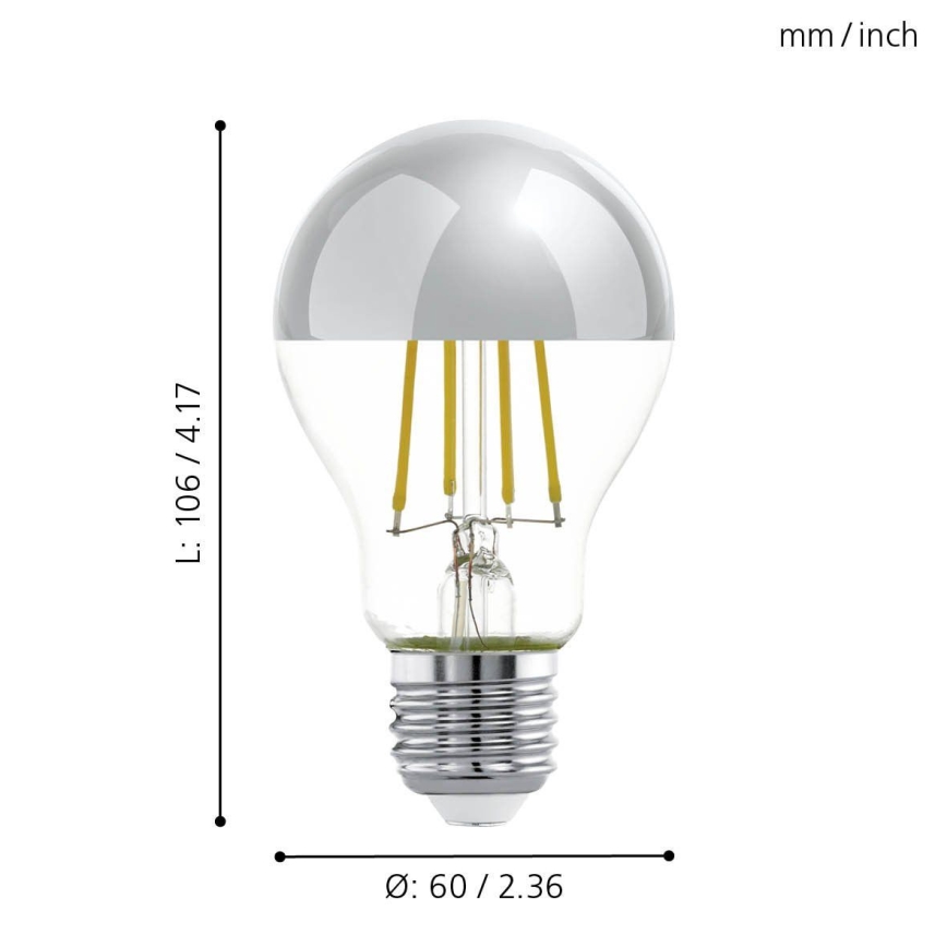 LED Spuldze ar spoguļveida sfērisku apvalku A60 E27/7W/230V 2700K - Eglo 11834