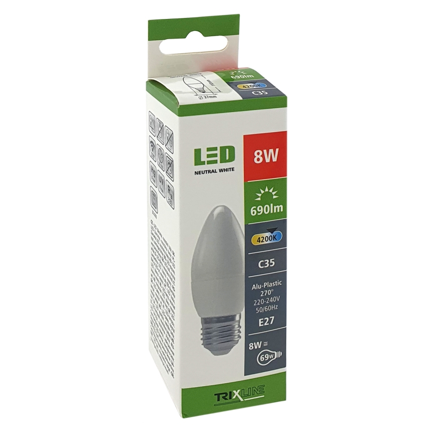 LED Spuldze C35 E27/8W/230V 4200K