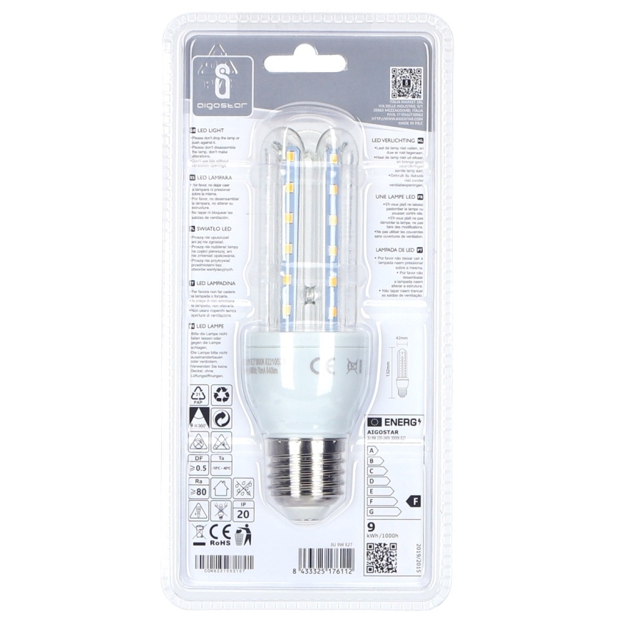 LED Spuldze E27/9W/230V 3000K - Aigostar