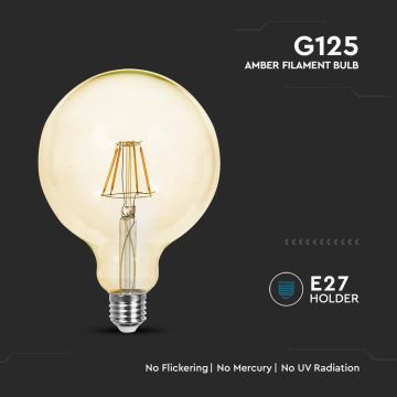 LED Spuldze FILAMENT G125 E27/6W/230V 2200K