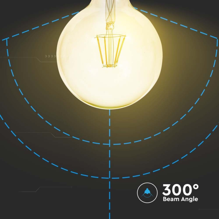 LED Spuldze FILAMENT G125 E27/6W/230V 2200K