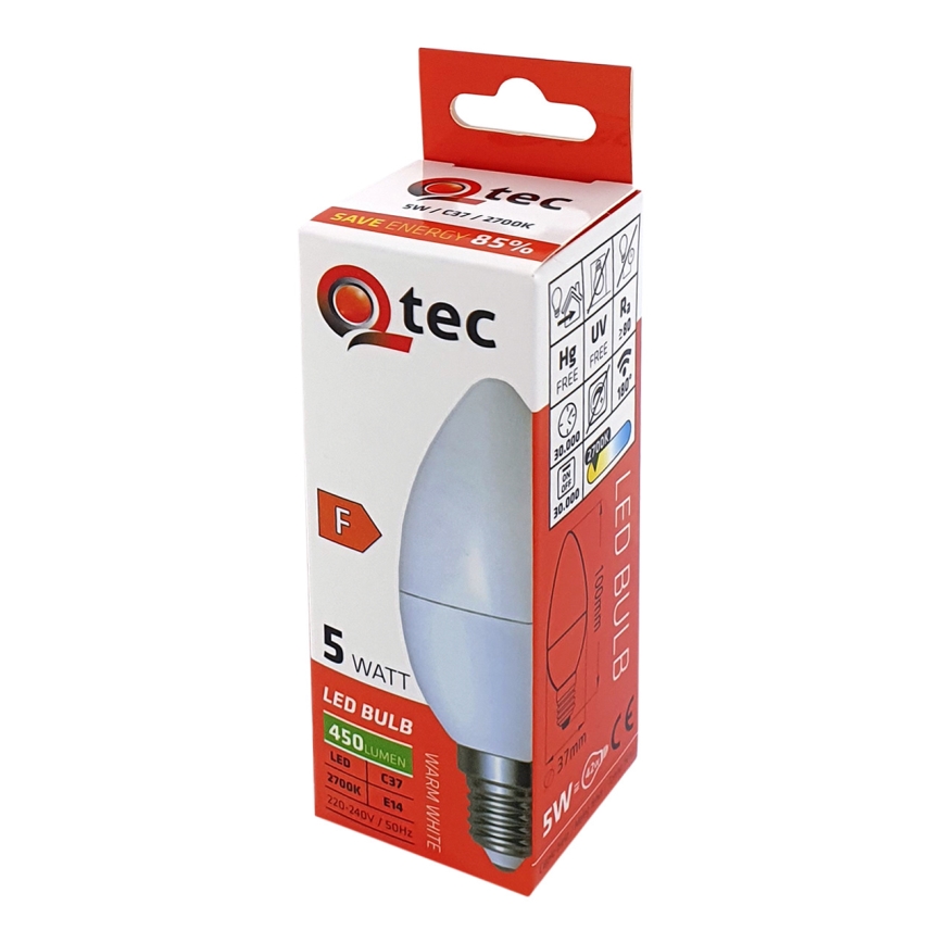 LED Spuldze Qtec C35 E14/5W/230V 2700K