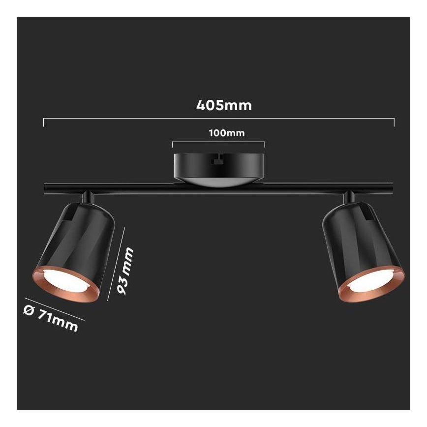 LED Starmetis 2xLED/5W/230V 3000K melns