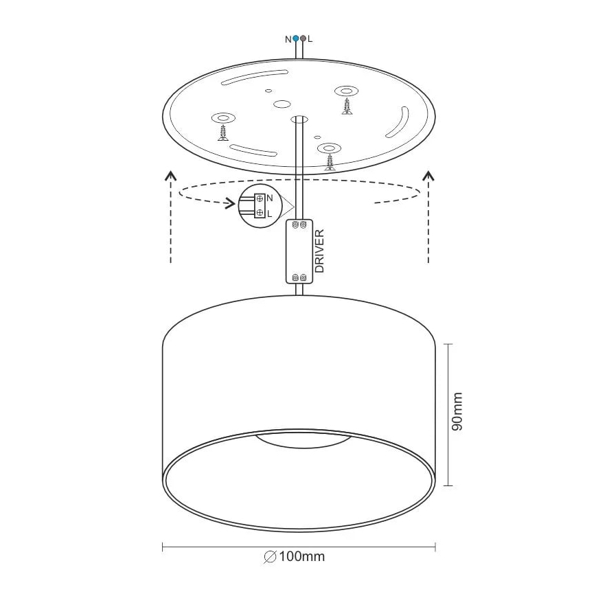 LED Starmetis LED/16W/230V 4000K d. 10 cm balta