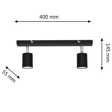 LED Starmetis TUNE 2xGU10/6,5W/230V melna