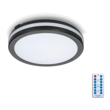 LED Vannas istabas griestu lampa ar sensoru LED/12W/230V 3000/4000/6500K IP65 d. 20 cm melna + tālvadības pults