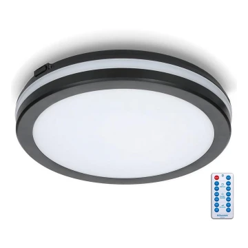 LED Vannas istabas griestu lampa ar sensoru LED/24W/230V 3000/4000/6500K IP65 d. 30 cm melna + tālvadības pults