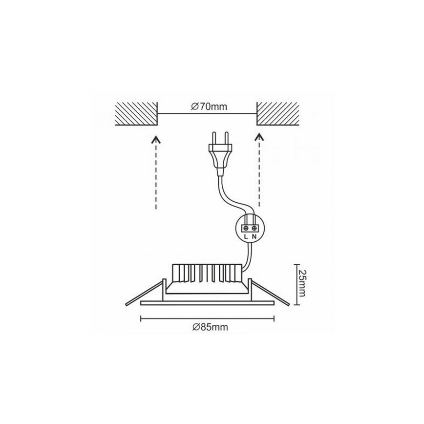 LED Vannas istabas iegremdēts gaismeklis LED/7W/230V 4000K balts IP44