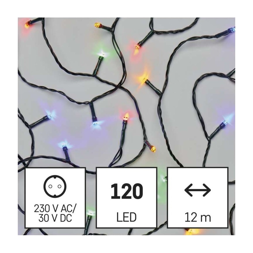 LED Ziemassvētku āra virtene 120xLED/17m IP44 daudzkrāsaina