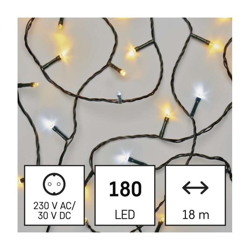 LED Ziemassvētku āra virtene 180xLED/2 funkcijas 23m IP44 silti/vēsi balta