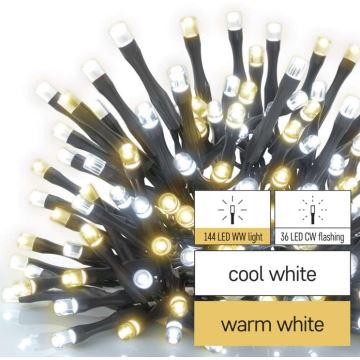 LED Ziemassvētku āra virtene 180xLED/2 funkcijas 23m IP44 silti/vēsi balta