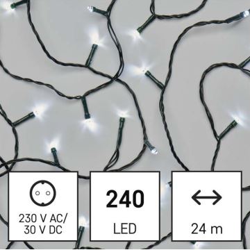 LED Ziemassvētku āra virtene 240xLED/8 režīmi 29m IP44 vēsi balta