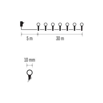 LED Ziemassvētku āra virtene 300xLED/35m IP44 silti balta