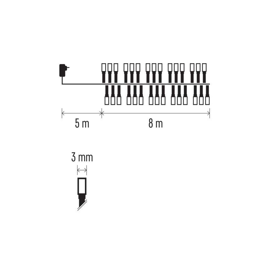 LED Ziemassvētku āra virtene 400xLED/13m IP44 silti balta