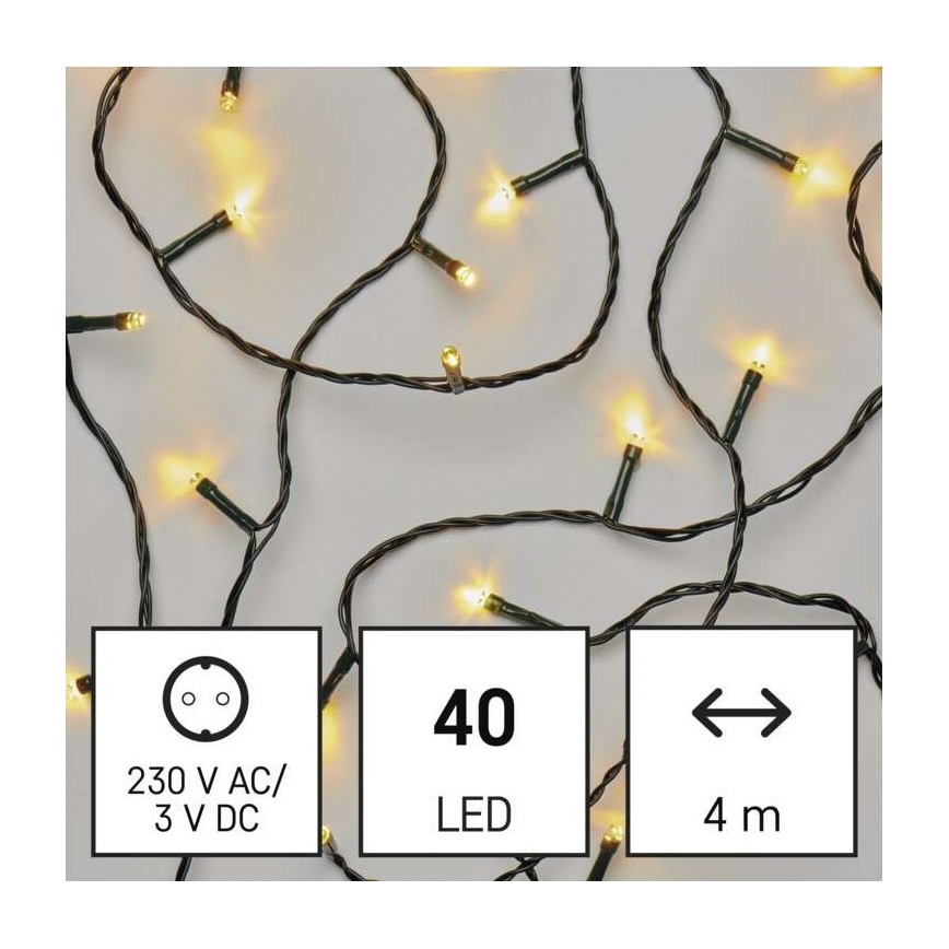 LED Ziemassvētku āra virtene 40xLED/9m IP44 silti balta