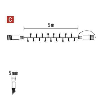 LED Ziemassvētku āra virtene 50xLED/5m IP44 vēsi balts