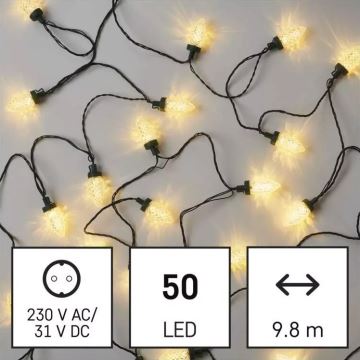 LED Ziemassvētku āra virtene 50xLED/8 funkcijas 14,8 m IP44 silti balta