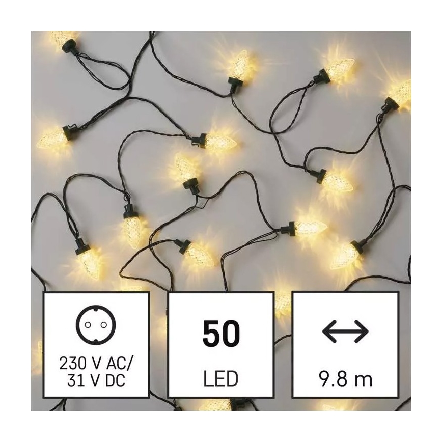 LED Ziemassvētku āra virtene 50xLED/8 funkcijas 14,8 m IP44 silti balta