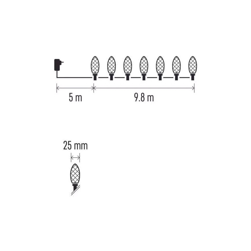 LED Ziemassvētku āra virtene 50xLED/8 funkcijas 14,8 m IP44 silti balta