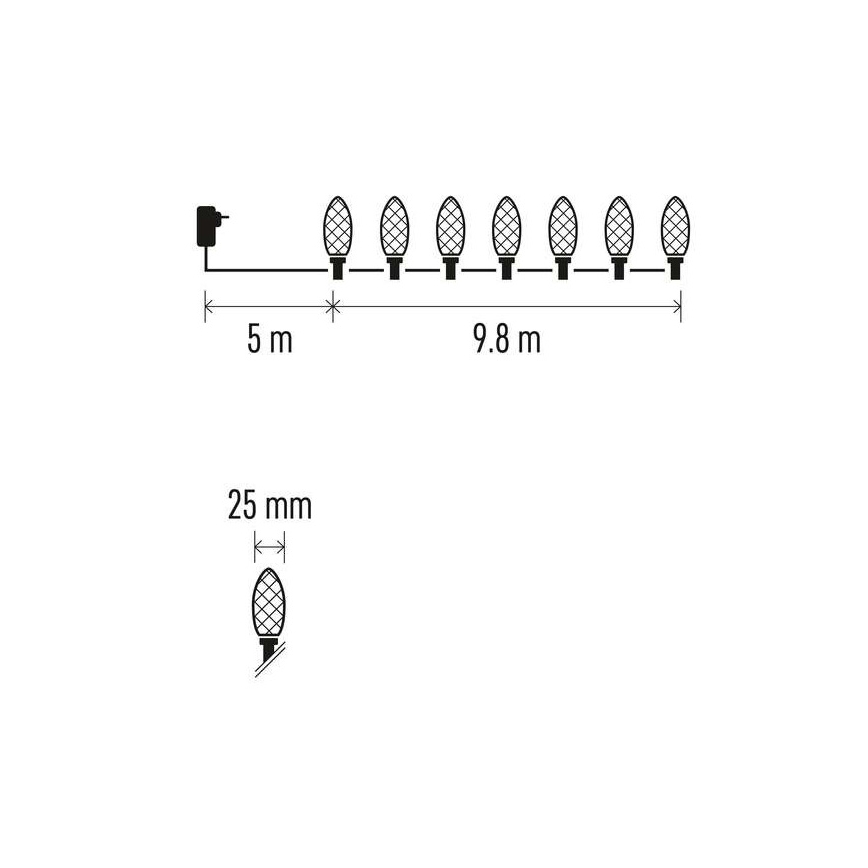 LED Ziemassvētku āra virtene 50xLED/8 režīmi 14,8m IP44 daudzkrāsaina