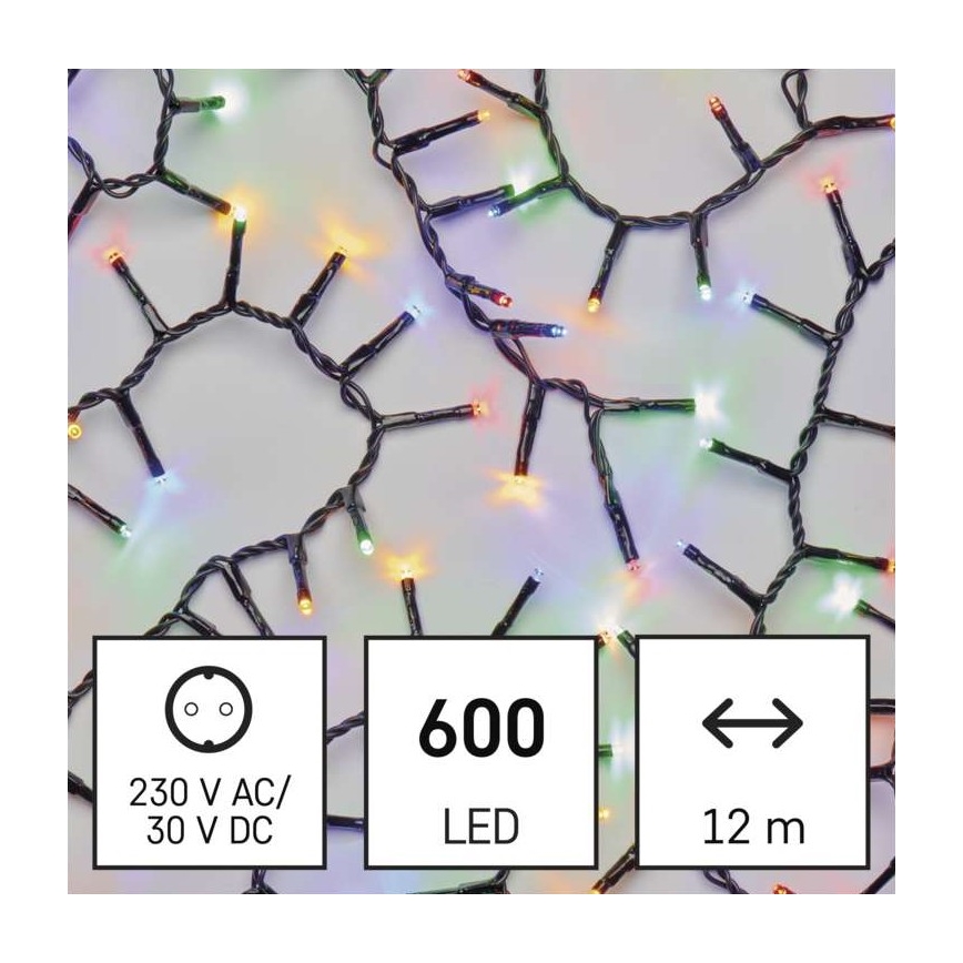 LED Ziemassvētku āra virtene 600xLED/17m IP44 daudzkrāsaina