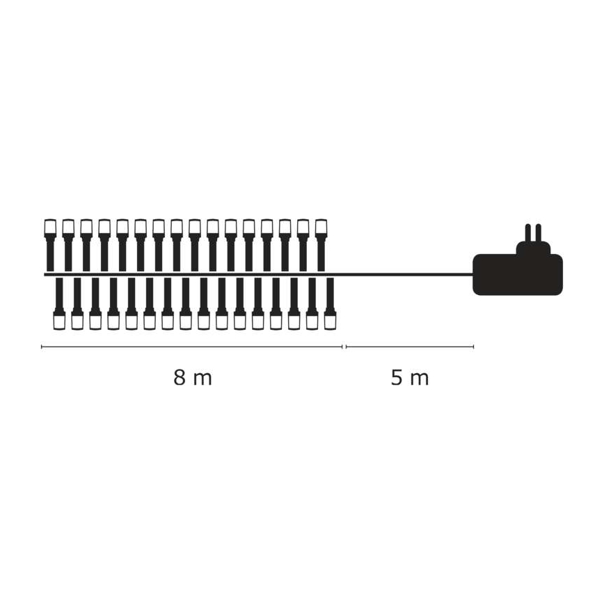 LED Ziemassvētku āra virtene 80xLED/13m IP44 silti balta