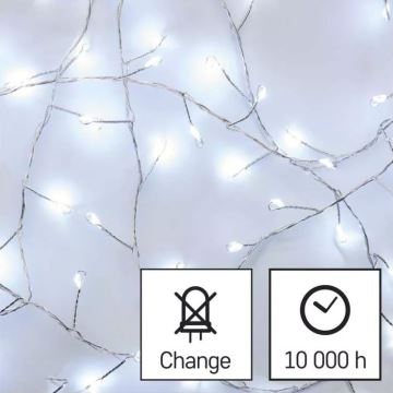 LED Ziemassvētku virtene 100xLED/3xAA 2,7 m vēsi balta