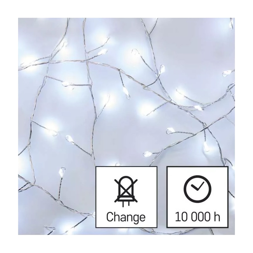 LED Ziemassvētku virtene 100xLED/3xAA 2,7 m vēsi balta