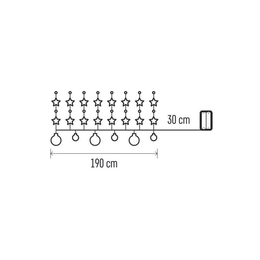 LED Ziemassvētku virtene 20xLED/2xAA 2,2 m silti balta