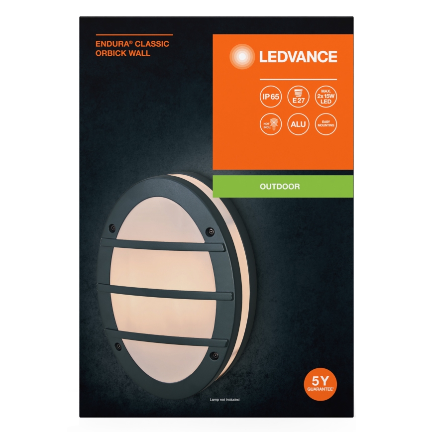 Ledvance - Āra sienas lampa ORBICK 2xE27/18W/230V IP65