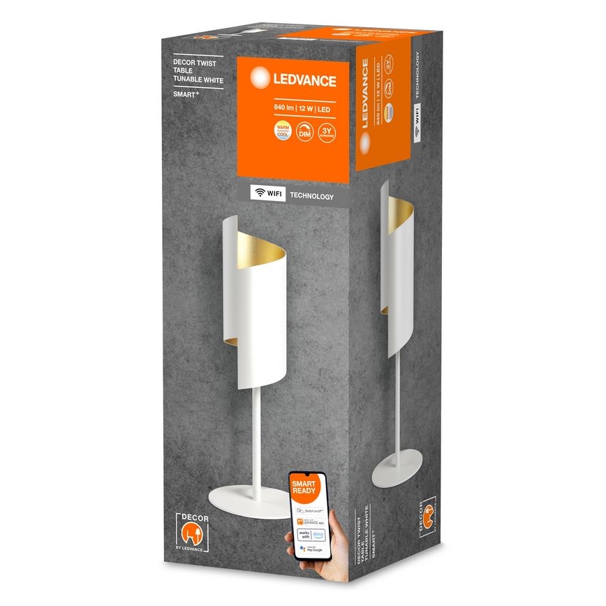 Ledvance - LED Aptumšojama galda lampa SMART+ DECOR TWIST LED/12W/230V 3000-6500K Wi-Fi balta