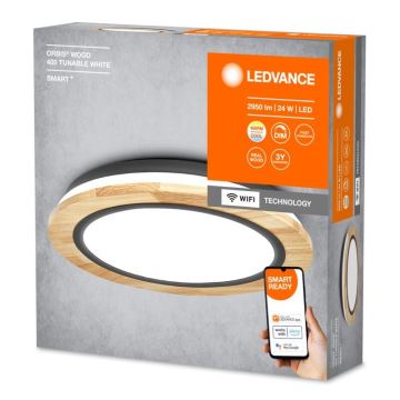 Ledvance - LED Aptumšojama griestu lampa SMART+ ORBIS WOOD LED/24W/230V 2700-6500K ozols Wi-Fi
