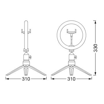 Ledvance - LED Aptumšojama galda lampa ar statīvu un vlogošanas turētājs LED/5,5W/USB 3000/4000/6500K