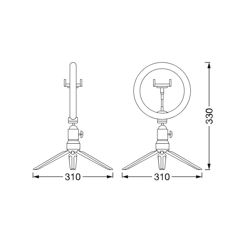 Ledvance - LED Aptumšojama galda lampa ar statīvu un vlogošanas turētājs LED/5,5W/USB 3000/4000/6500K