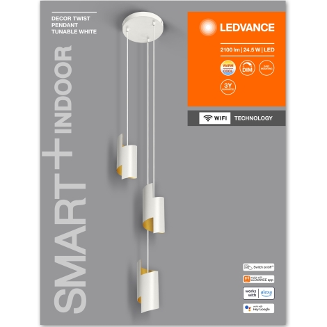 Ledvance - LED Aptumšojama lustra ar auklu SMART+ DECOR 3xLED/8W/230V balta Wi-Fi