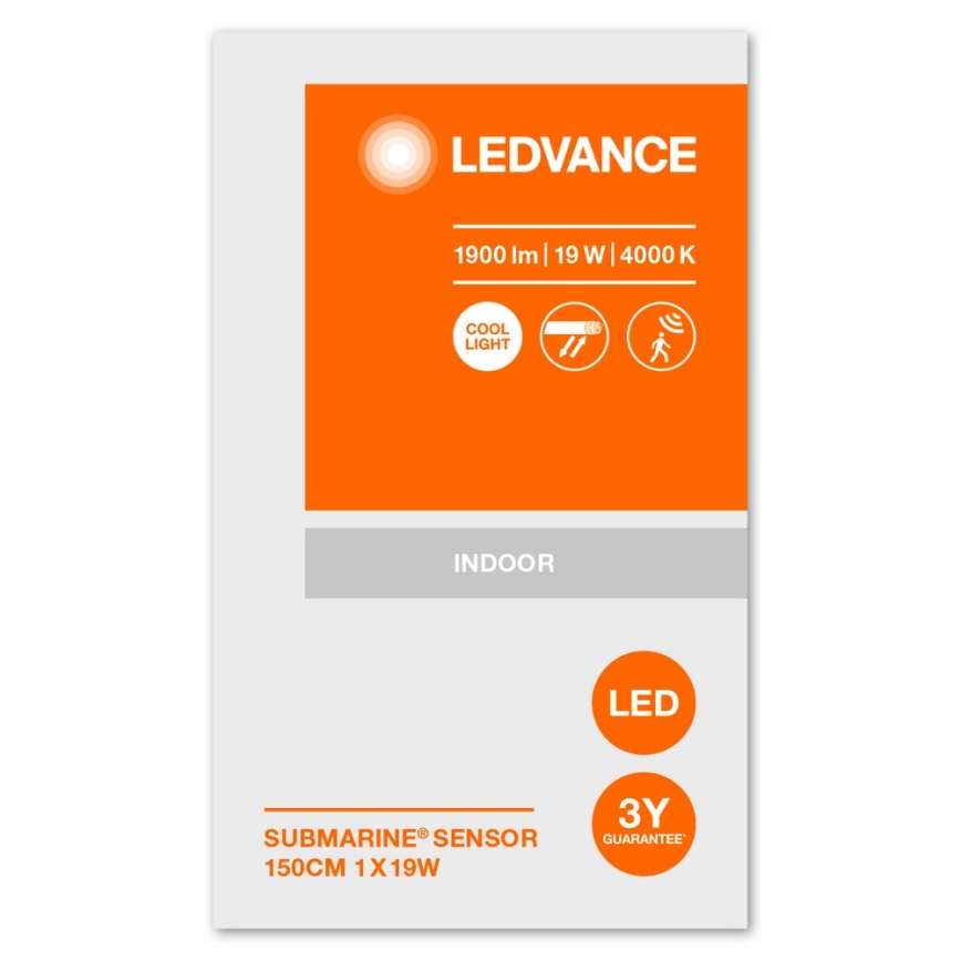 Ledvance - LED Lielas slodzes gaismeklis ar sensoru SUBMARINE 1xG13/19W/230V IP65